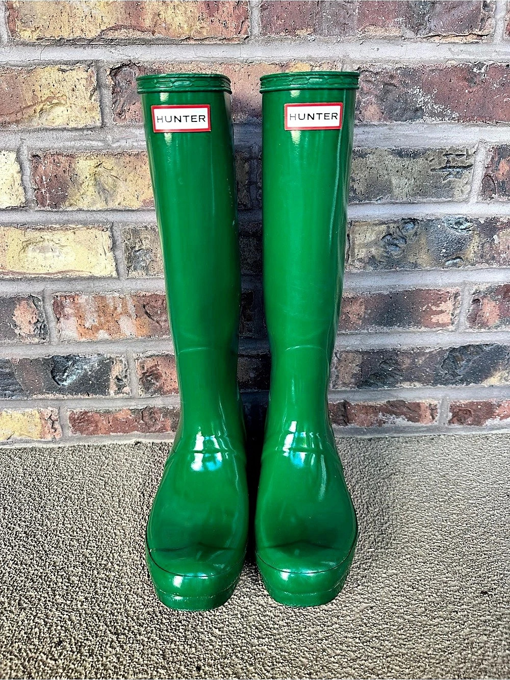 Hunter Original Tall Gloss Rain Boots Green US 9